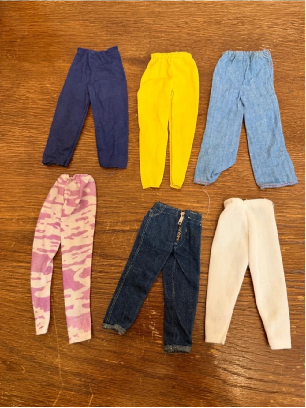 Vintage Barbie Pants Lot 6 Pieces Untagged Jeans Leggings Doll Clothes Bundle